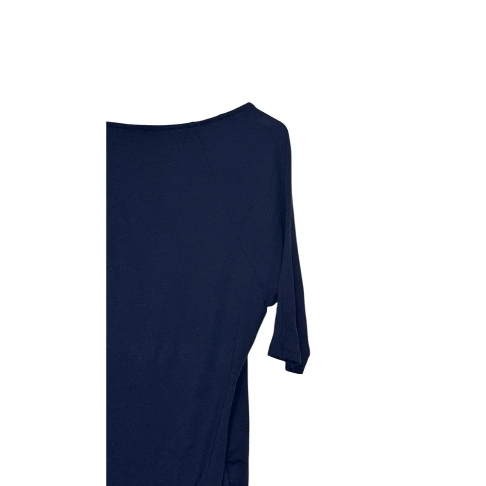 Boden Women's Top Faux Wrap V-Neck 3/4 Sleeve Ruched Stretch Navy Blue Size 6‎
